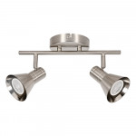 LED TRACK LIGHT FOR GU10 BULBS - SERIES 190 - 2 LIGHTS - BRUSHED STEEL