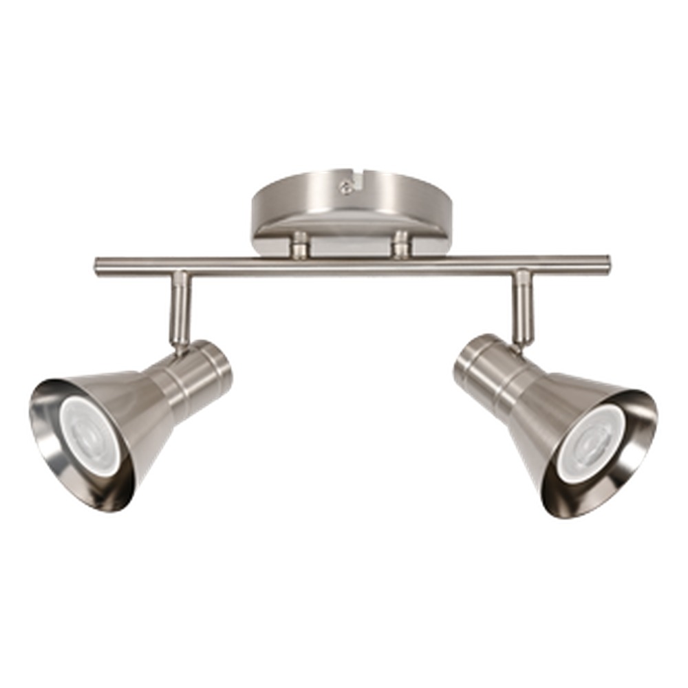 LED TRACK LIGHT FOR GU10 BULBS - SERIES 190 - 2 LIGHTS - BRUSHED STEEL