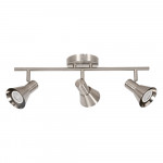 LED TRACK LIGHT FOR GU10 BULBS - SERIES 190 - 3 LIGHTS - BRUSHED STEEL
