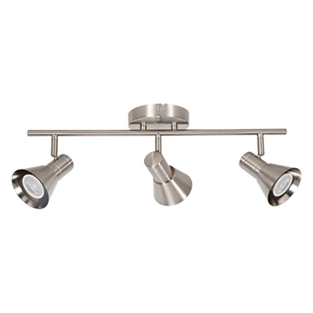 LED TRACK LIGHT FOR GU10 BULBS - SERIES 190 - 3 LIGHTS - BRUSHED STEEL