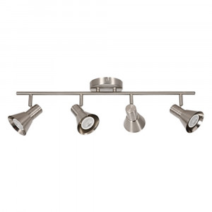 LED TRACK LIGHT FOR GU10 BULBS - SERIES 190 - 4 LIGHTS - BRUSHED STEEL