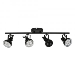LED TRACK LIGHT FOR GU10 BULBS - SERIES 215 - 4 LIGHTS - BLACK