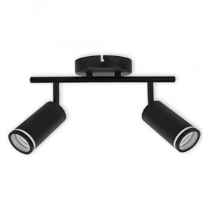 LED TRACK LIGHT FOR GU10 BULBS - SERIES 302 - 2 LIGHTS - BLACK