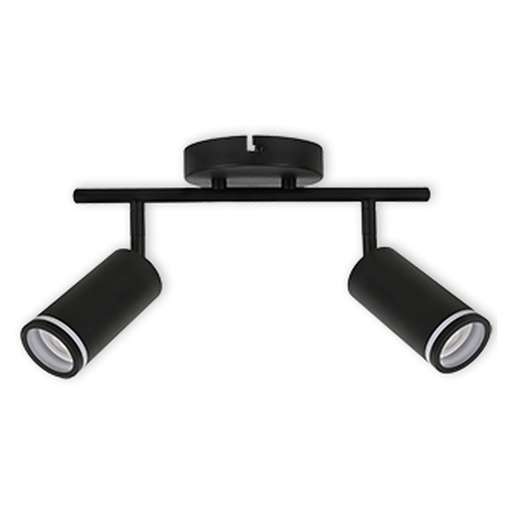 LED TRACK LIGHT FOR GU10 BULBS - SERIES 302 - 2 LIGHTS - BLACK