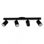LED TRACK LIGHT FOR GU10 BULBS - SERIES 104 - 4 LIGHTS - BLACK