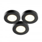 3 rondelles LED 3W chaque 300 lumens sous-comptoir Noir