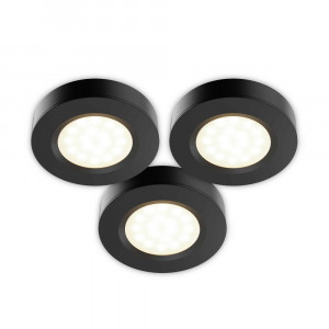 3 rondelles LED 3W chaque 300 lumens sous-comptoir Noir