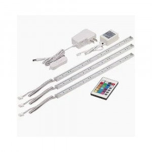 3 RGB LED Bars 1.5W each with Remote Control Under-Cabinet Chrome