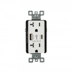 Outlet with A+C USB - 20 amp - 125V - White - V2