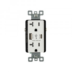 Outlet with A+C USB - 20 amp - 125V - White - V2