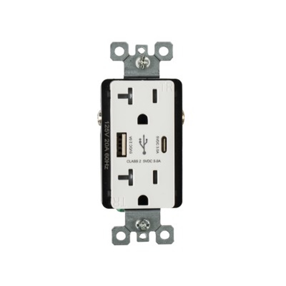 Outlet with A+C USB - 20 amp - 125V - White - V2