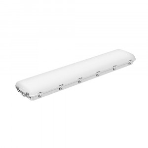 Vapor tight 4’ 85W 100-277V 50K white frosted lens dim 0-10vdc