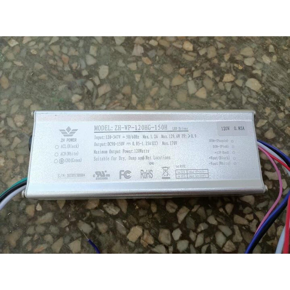 LED Driver Zhihe 120-347V 90-150VDC 120W 0.85-1.25A Dimmable 0-10VDC