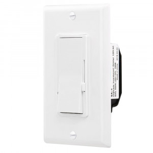 Decora 0-10VDC dimmer single/3-Way 100-277V 3A-1A white slider with on/off switch